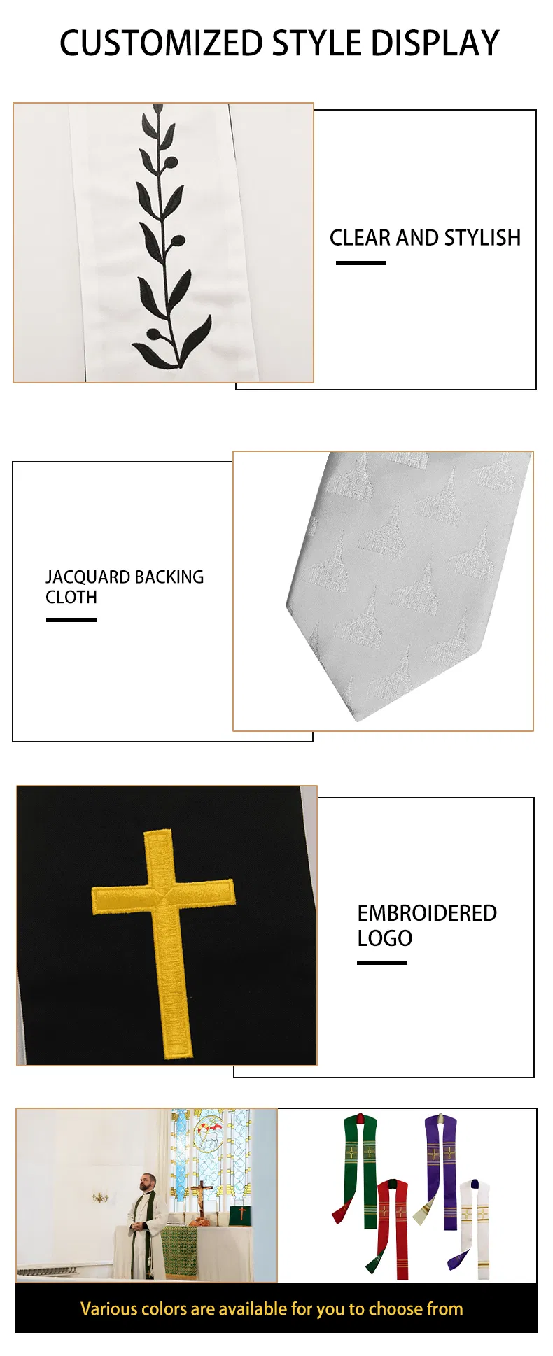 Custom Clergy Stole with Design
