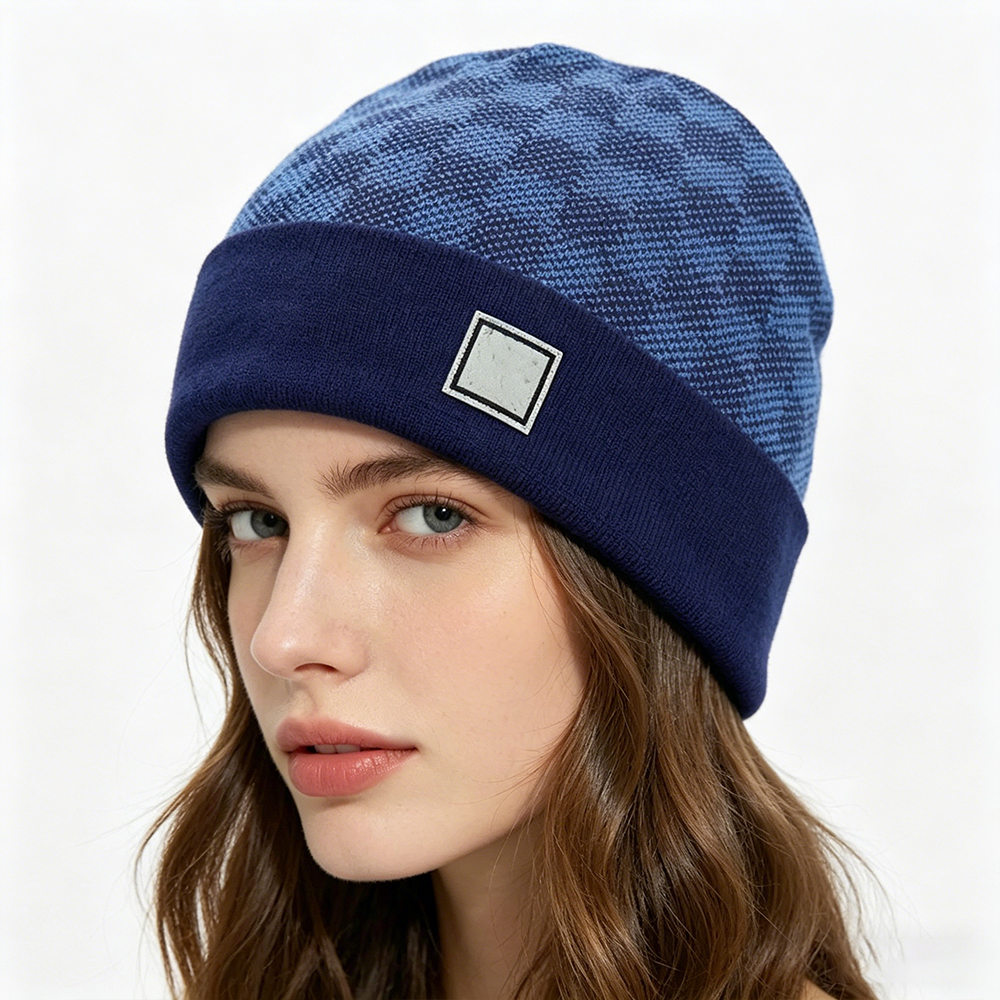 Autumn Winter New Unisex Designer Reversible Warm Jacquard Knitted Beanie Hat Image Style Letter Pattern Travel High Quality