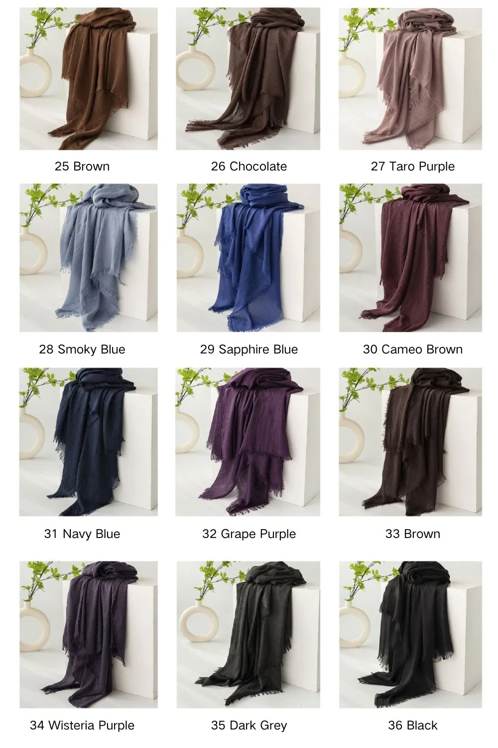 Soft Skin-Friendly Long Versatile Polyester Viscose Shawl Scarf for Travel