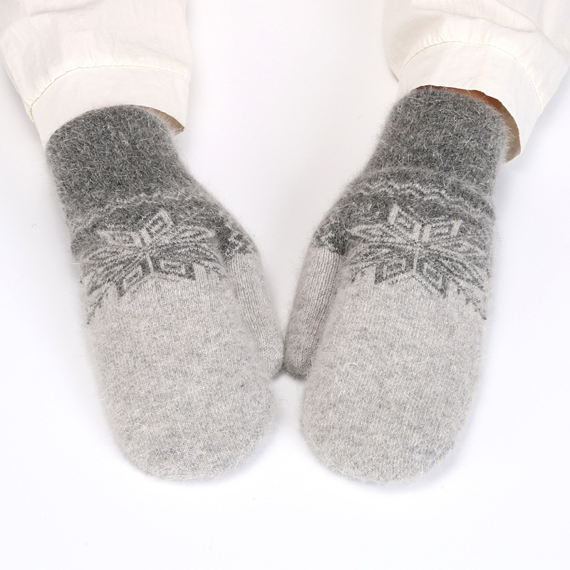 Winter Warm Mittens for Outdoor Cycling Cute Versatile Cold Weather Fleece Lined Knit Jacquard Thickened Mittens
