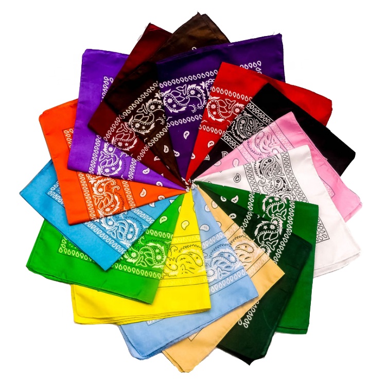 OEM Service Wholesale Multifunctional Custom Design 55*55cm Cotton Square Bandana With Logo