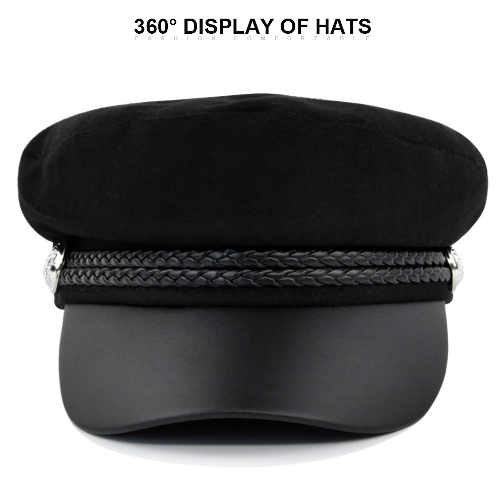 Korean Cap Metal Buckle Navy Hat Vintage Beret Winter Fashion Cap British Hat Octagonal Hat Wholesale