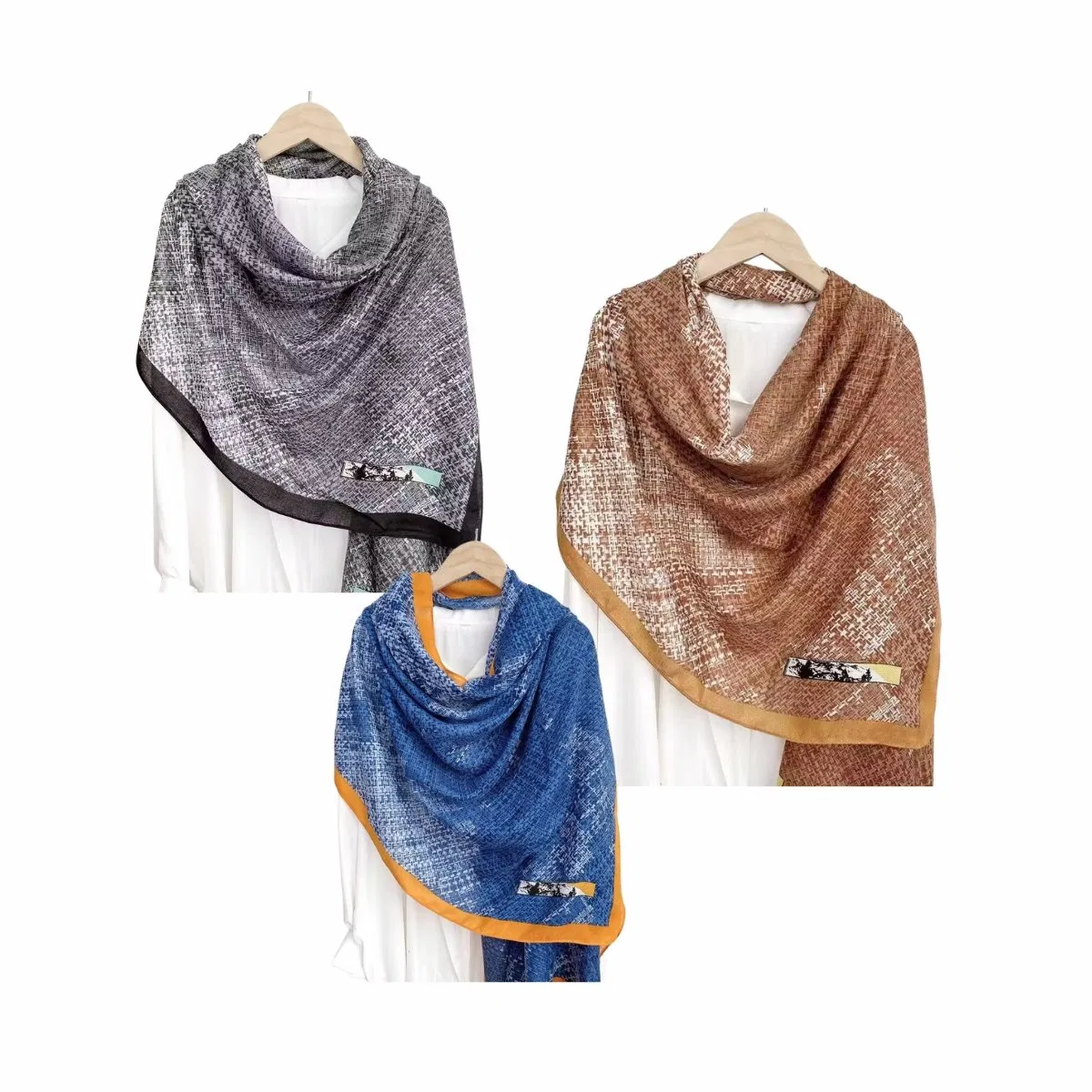 Elegant Tweed Print Polyester Chiffon Snood Fashion Shawl Headscarf for Muslim Women