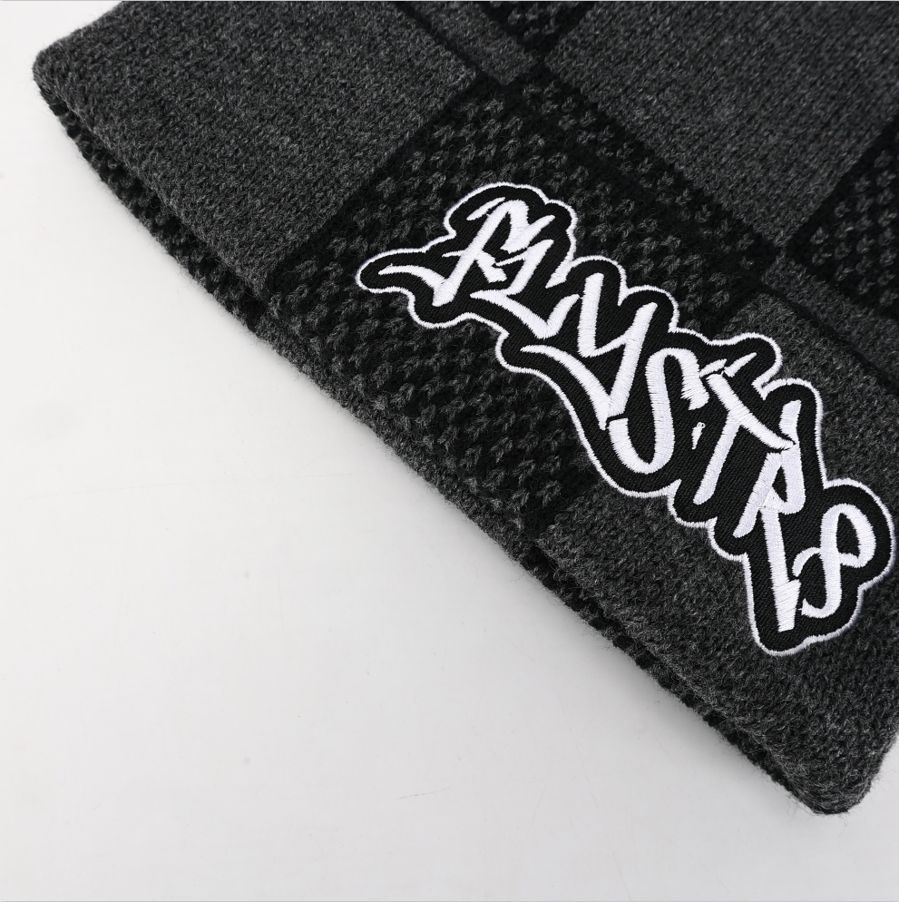 Designer High Quality Winter Knitted Hat With Embroidery Character Winter Warmth 100% Wool Breathable Beanies