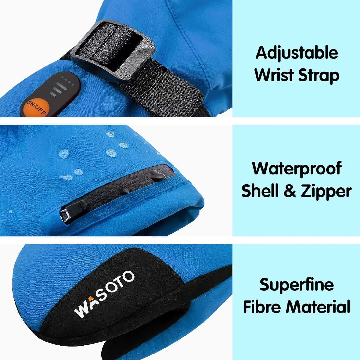 Windproof Velvet Mittens with 3000mAh Battery for Winter
