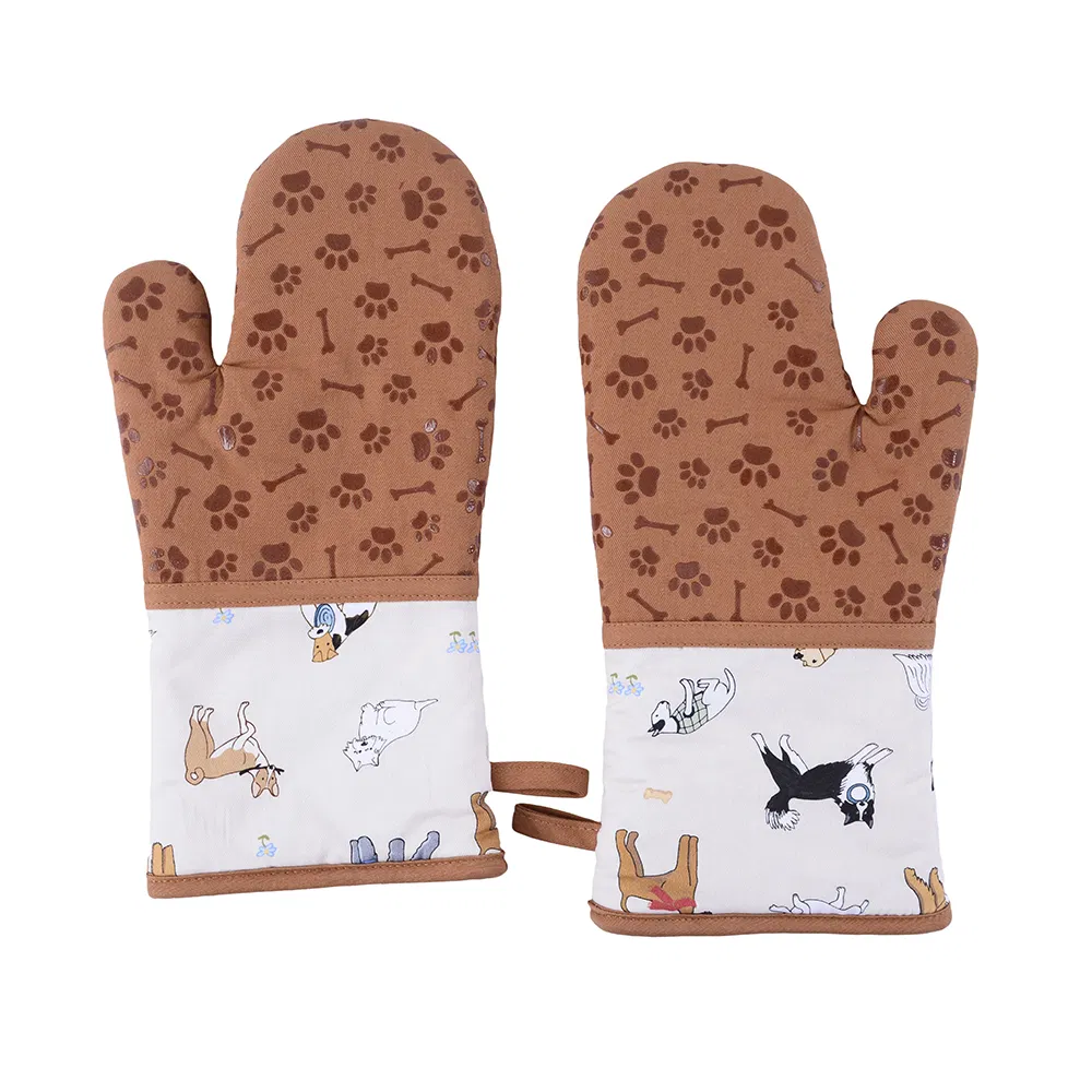 Wholesale Custom Cotton Printing and Silicone Heat Oven Mitt