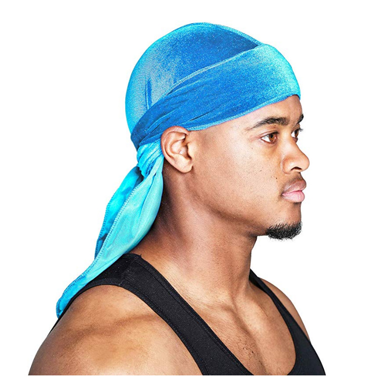 Factory Wholesale Deluxe Velvet Durags Turbans Soft Long Tail Hip-Hop Bandanas Breathable for Outdoor Use