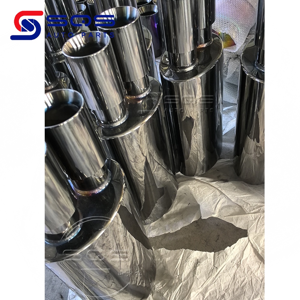 SQS High-Quality Diameter 2.5" Inlet Oval Body Double Tips Muffler Universal Stainless Steel Performance Silencer for Car