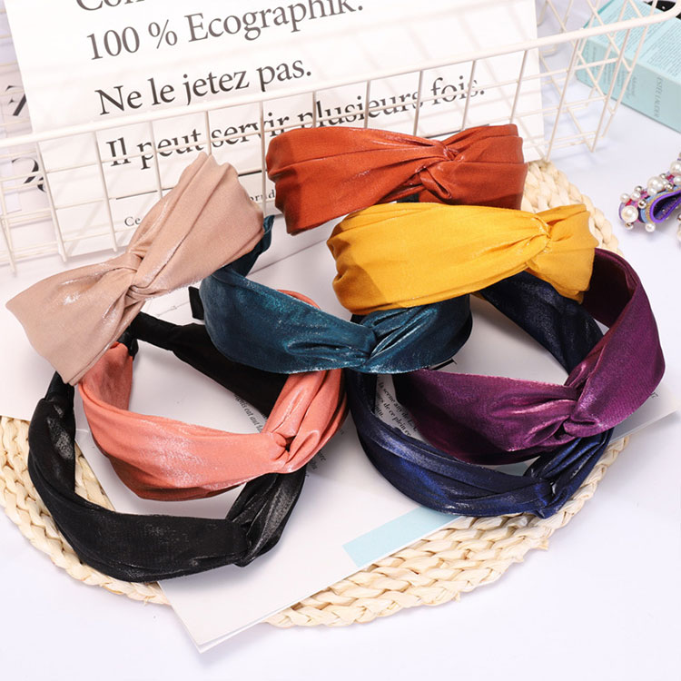 Satin Head Wrap Bright Color Cross Knot Turban Headband Hair Accessories for Women