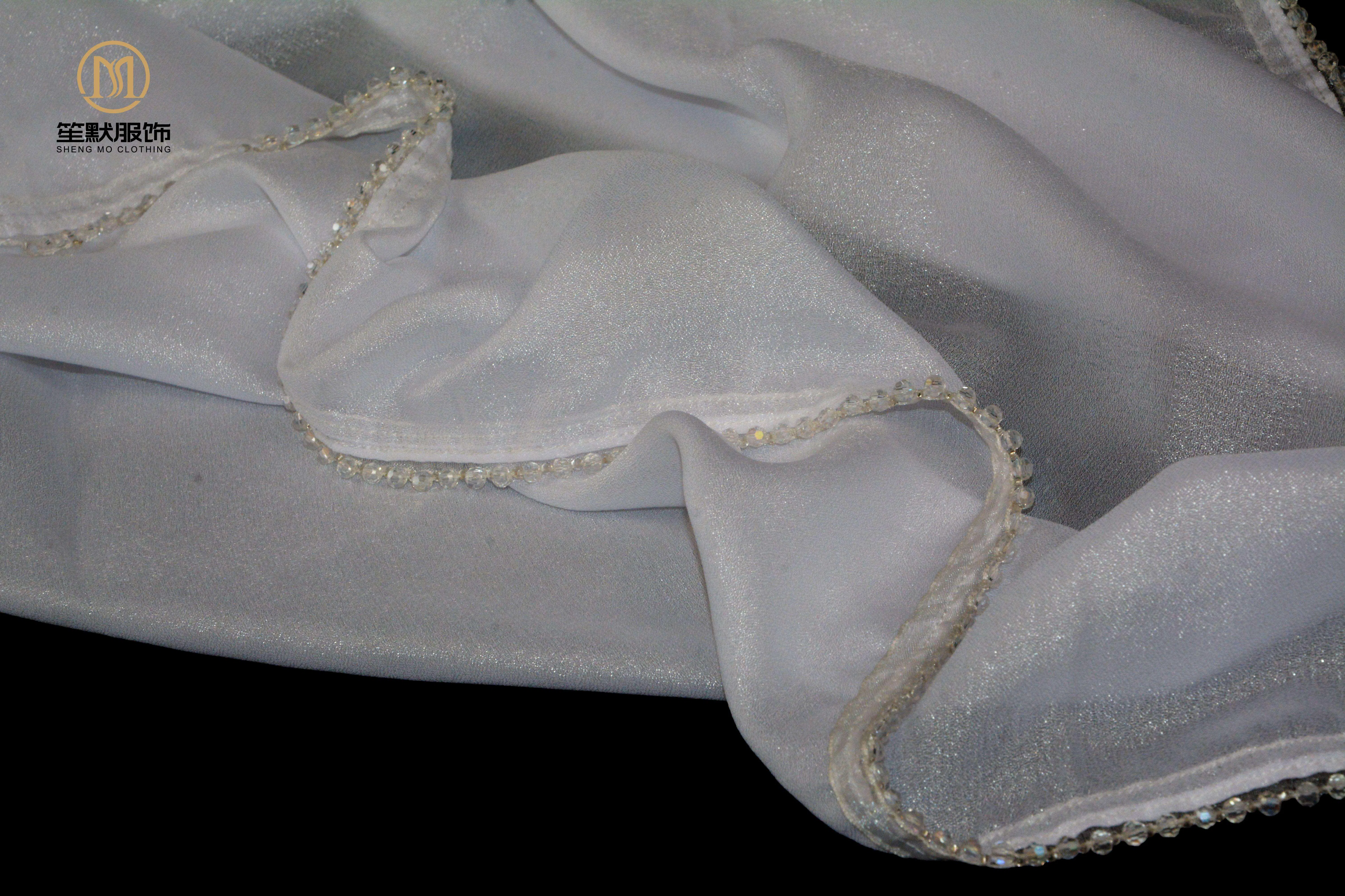 Customizable Plain Shawl Scarf with Crystal Chain Design