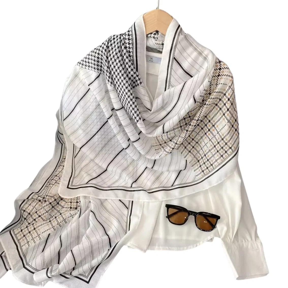 Stylish Contemporary Muslim Hijab Lightweight Headscarf Snood with Unique Window Patterns