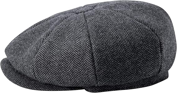 England Style Men High Quality 8 Panel Wool Blend Newsboy Flat Cap Herringbone Tweed Hat Soft Comfortable Elegant Beret Hat