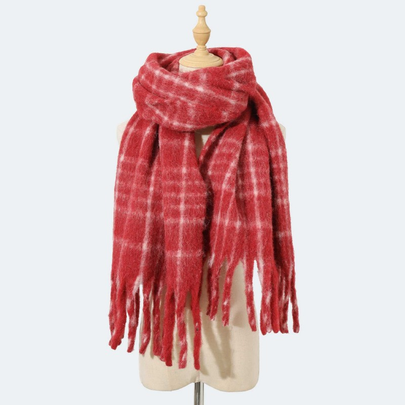 Cozy Korean Shawl with Colorful Plaid Design for Women