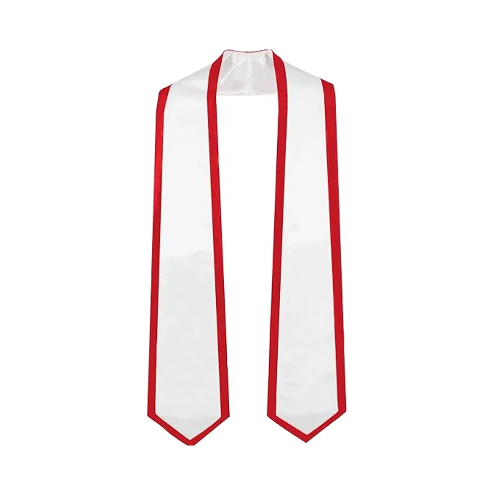 Custom Logo Lightweight Polyester Satin Embroidered Long Scarf Graduation Stole