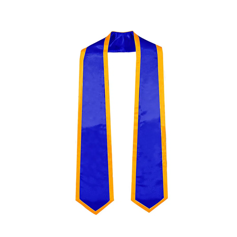 Custom Logo Lightweight Polyester Satin Embroidered Long Scarf Graduation Stole