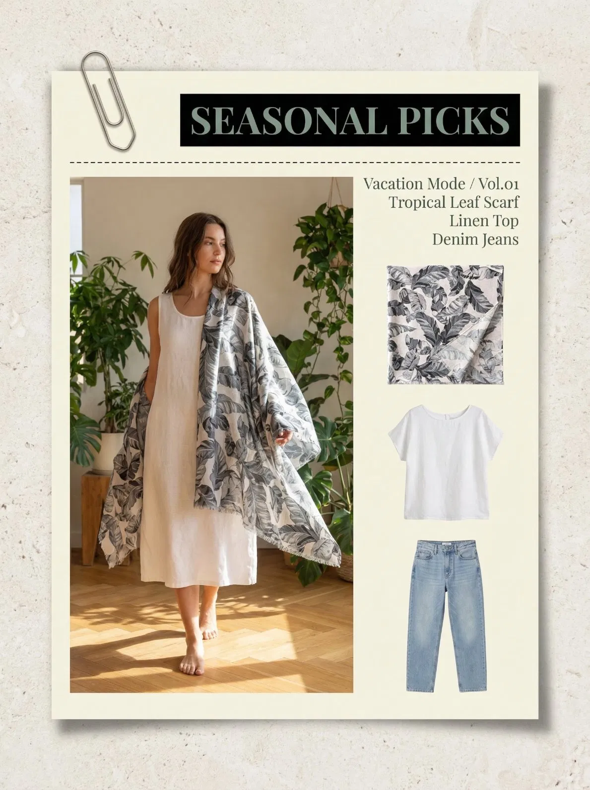 Lightweight Poly Cotton Tropical Leaf Print Fringe Shawl for Ladies Summer Beach Vacation Outfit