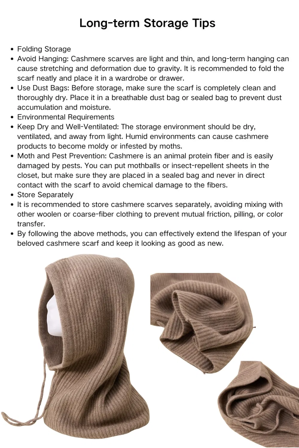 Unisex Fashion Cashmere Hat and Snood Combo with Drawstring for Thermal Insulation Winter
