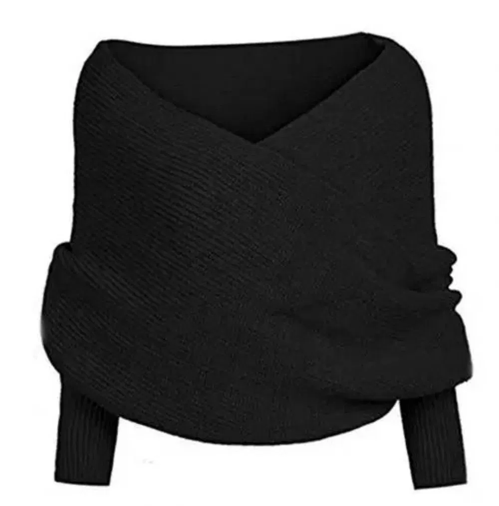 Stylish Shawl Sweater with Sleeves for Trendy Women