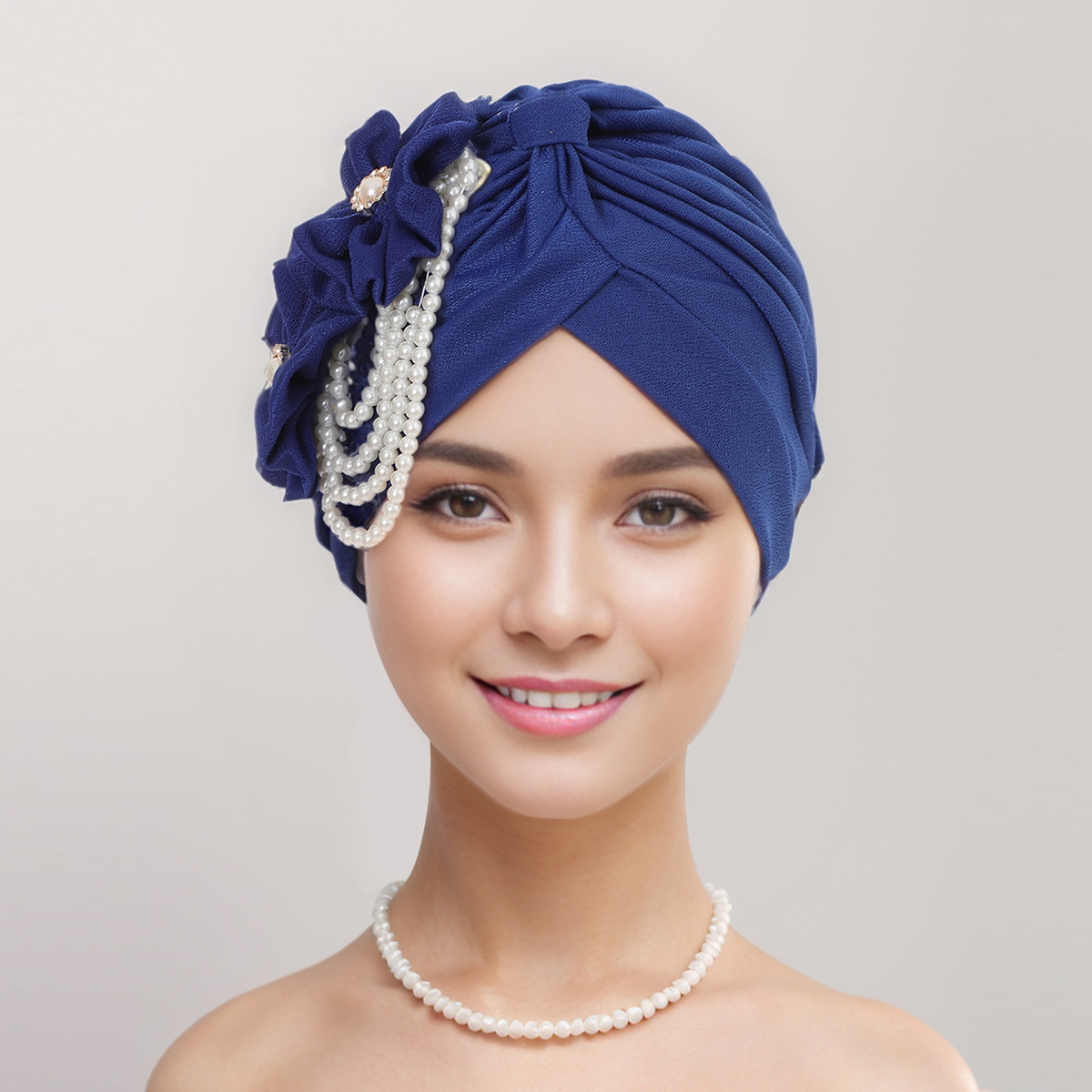 New Arrival African Gele Headwrap - Pearl Embellished Turban Hat for Women's Party &amp; Wedding Wear