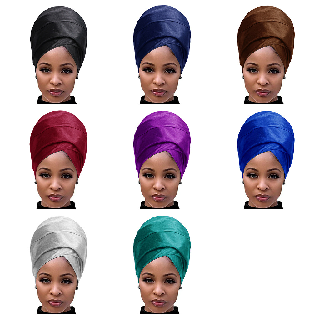 Wholesale Turban Scarf Head Wrap Kerchief Scarf African Women Turban Scarf Satin Silk Headwraps