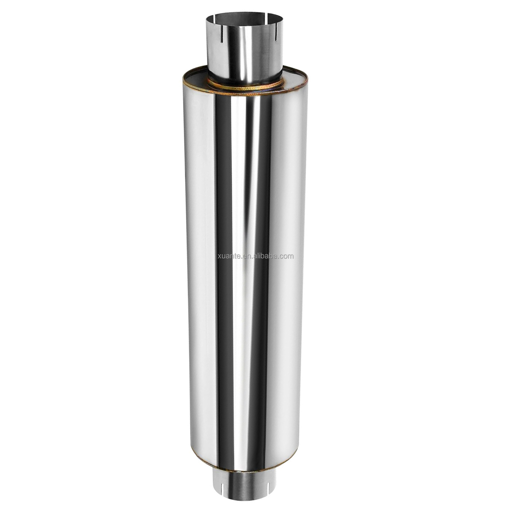 Xuante Performance Car Stainless Steel 4" Inlet Diesel Exhaust Muffler with Mirror Polished Finish Straight 30" Whole Length