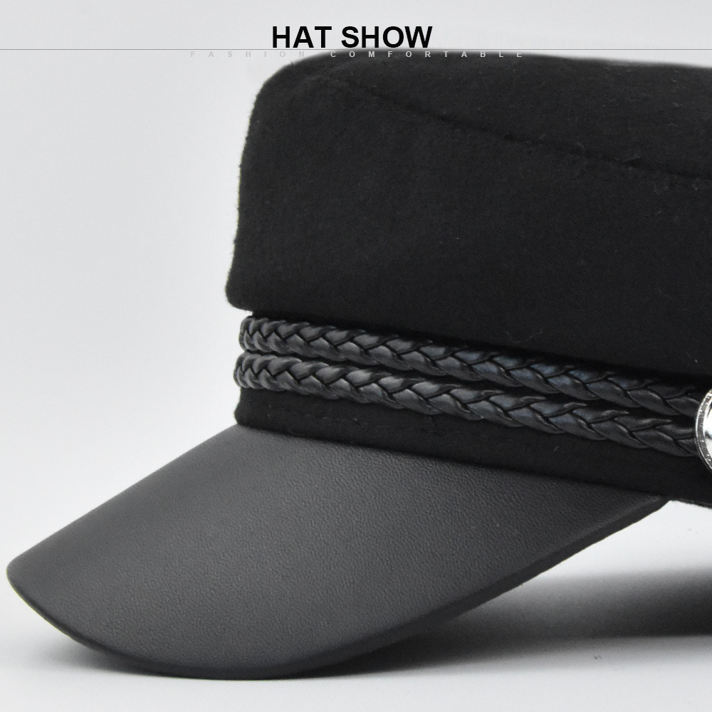 Korean Cap Metal Buckle Navy Hat Vintage Beret Winter Fashion Cap British Hat Octagonal Hat Wholesale