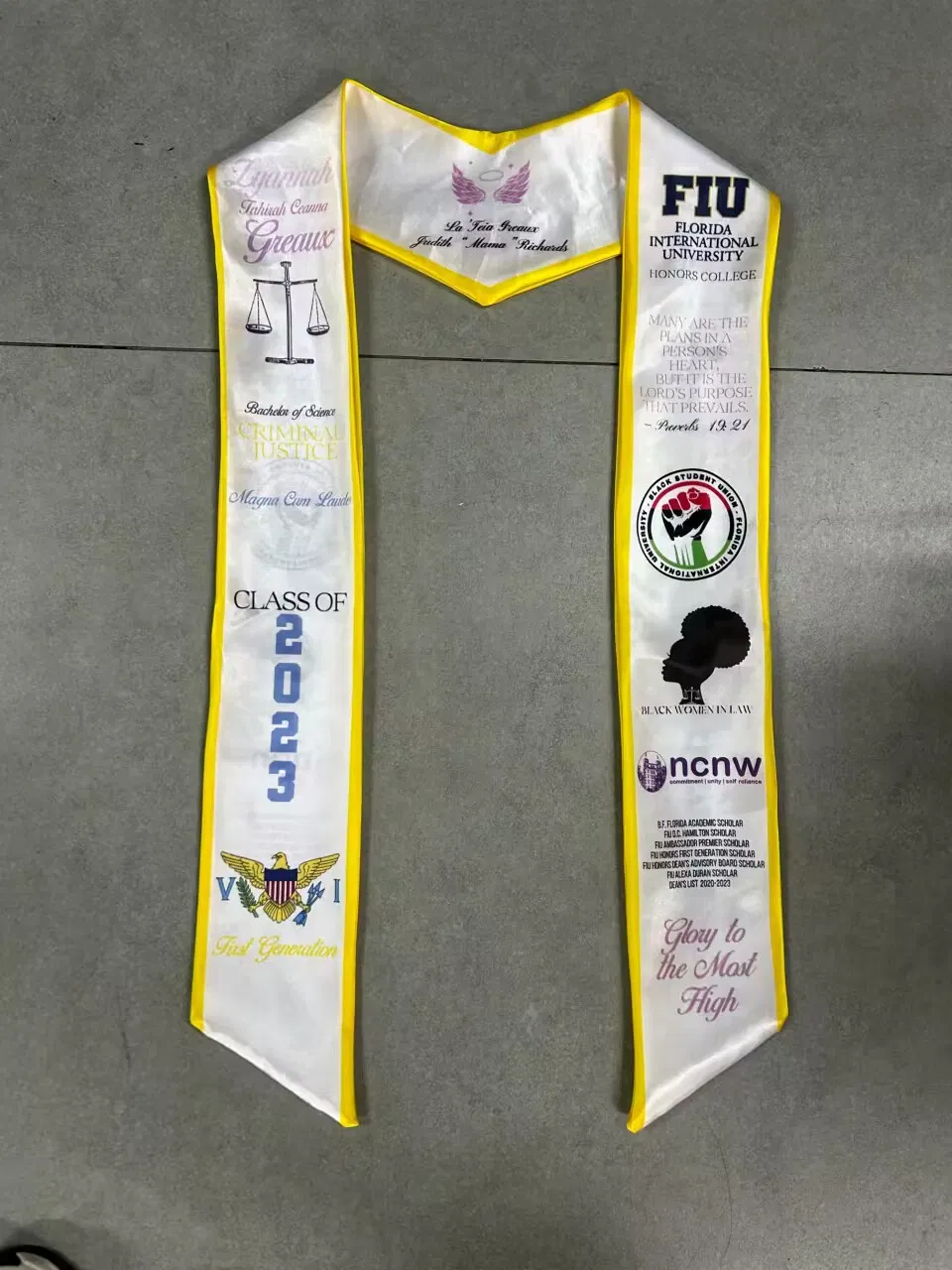 Production Graduation Shawl Adult Heat Sublimation Color Ding Ribbon Manufacturers Custom Stole