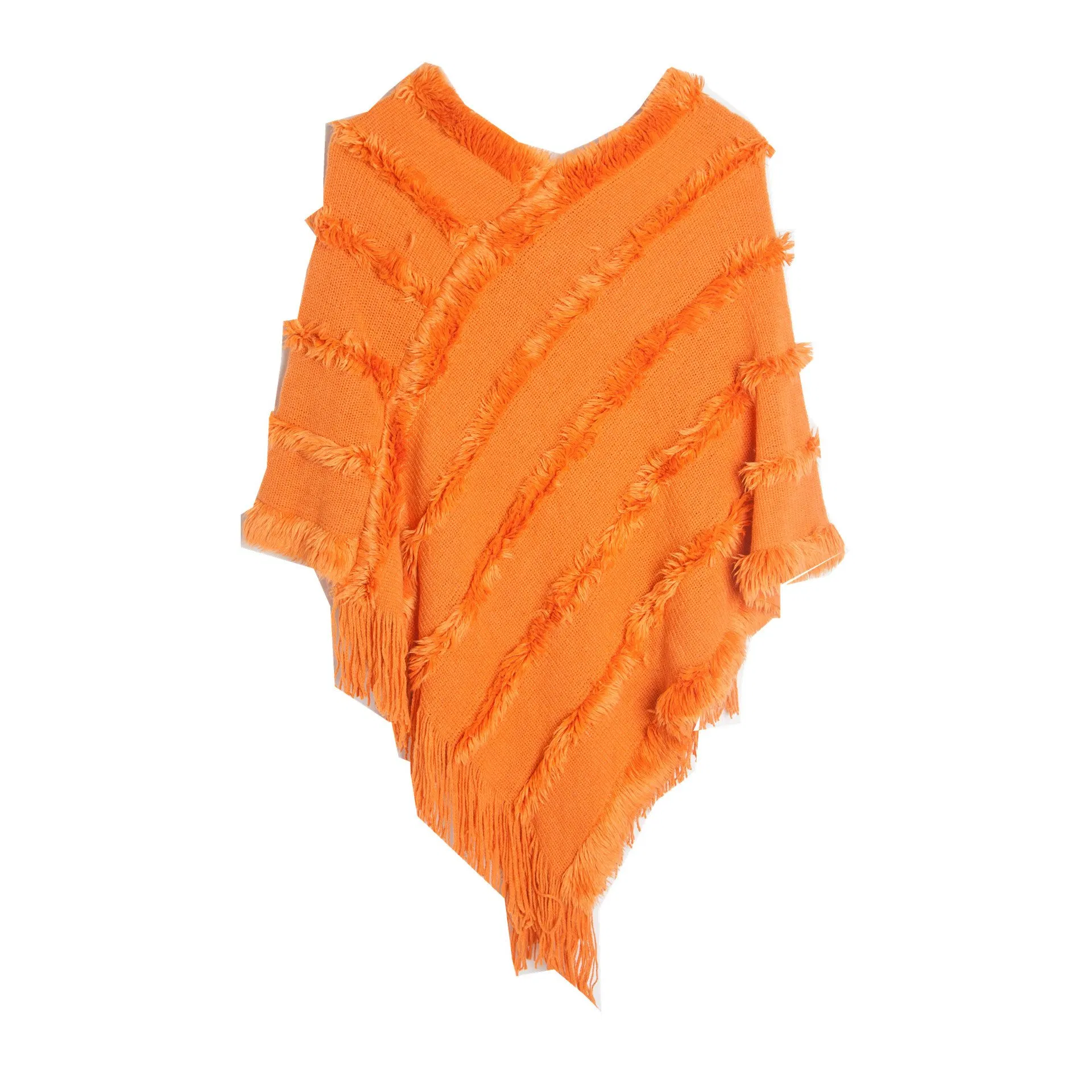 New Casual Style Ladies Comfortable Warm Outdoor Cape Women Cashmere Knit Cape Shawls