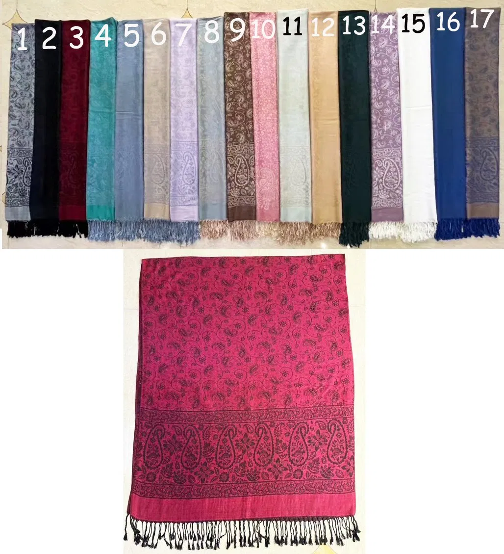 New Coming Manufacturer Jacquard Paisley Floral Soft 100%Viscose Long Pashmina Stole