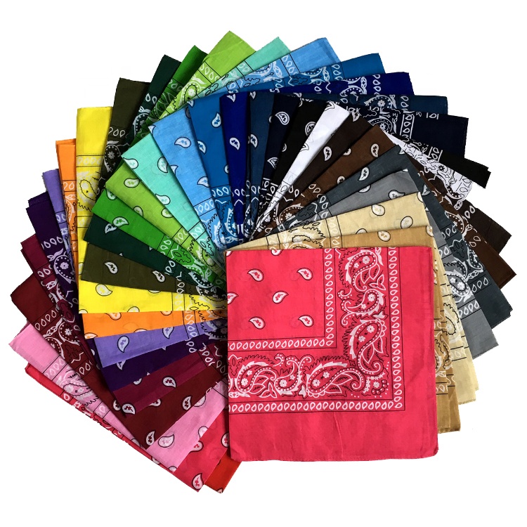 OEM Service Wholesale Multifunctional Custom Design 55*55cm Cotton Square Bandana With Logo