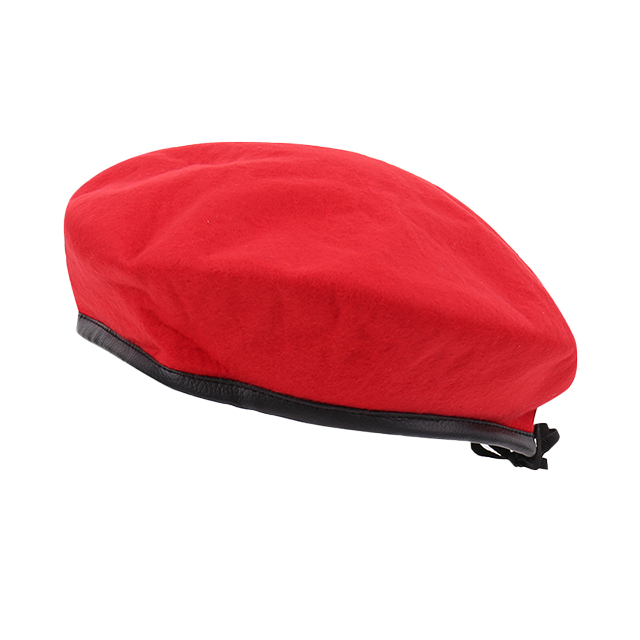Factory Custom Embroidery Logo Men Tactical Wool Berets High Quality Leather Sweatband Vintage School Kids Child Beret for Women
