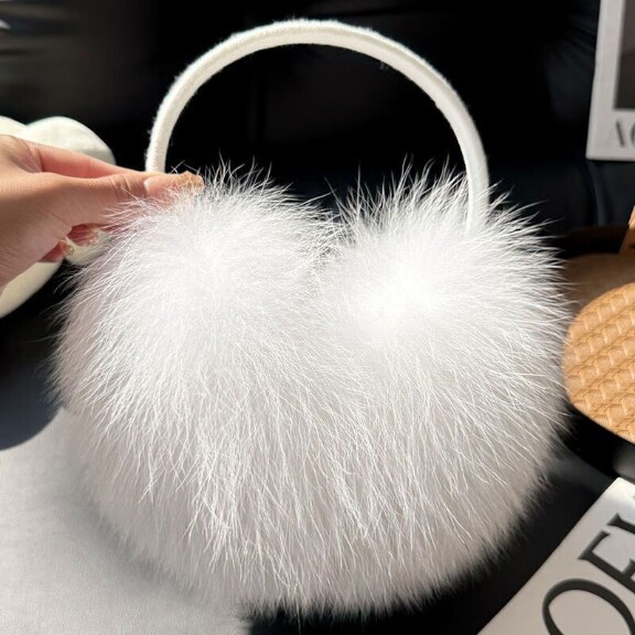Real Natural 100% Fox Fur Earmuffs Luxury Adjustable Windproof Outdoor Cold Protection Ear Warmer for Girls Daily Winter Wear