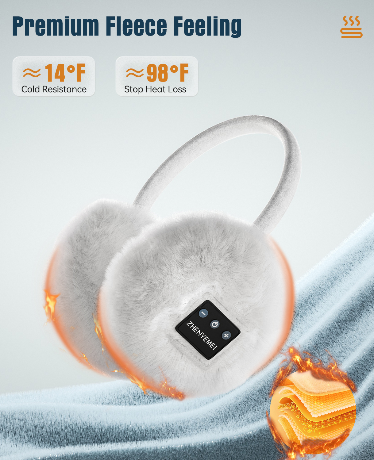 5.4Thermal Warm Ear Muffs Wireless Stereo Music Sports Headband Headphones for Outdoor Ski Snowboard Winter Activities