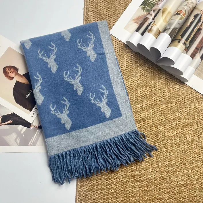 Winter Warm Large Cashmere Wool Blanket Shawls Soft Covering Yarn Shawl