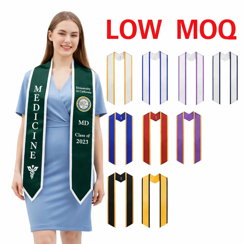 Custom Logo Lightweight Polyester Satin Sublimation Graduation Stole Design