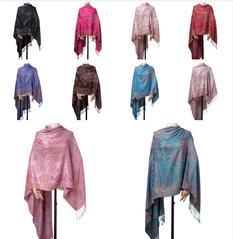 Hot Selling Europe Fashion Woman Custom Pashmina Shawl Headwrap for Women Woven Jacquard Elegant High Scarves &amp; Shawls