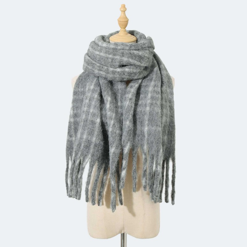 Cozy Korean Shawl with Colorful Plaid Design for Women
