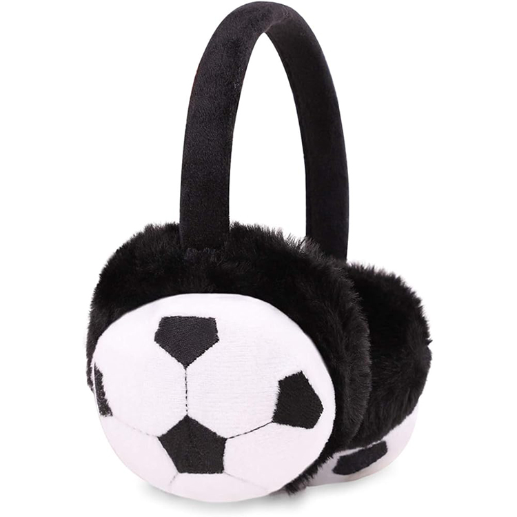 Boys Girls Cute Cartoon Football Winter Warm Earmuffs Soft Faux Fur Ear Warmers Kids Outdoor Thermal Plush Ear Muffs