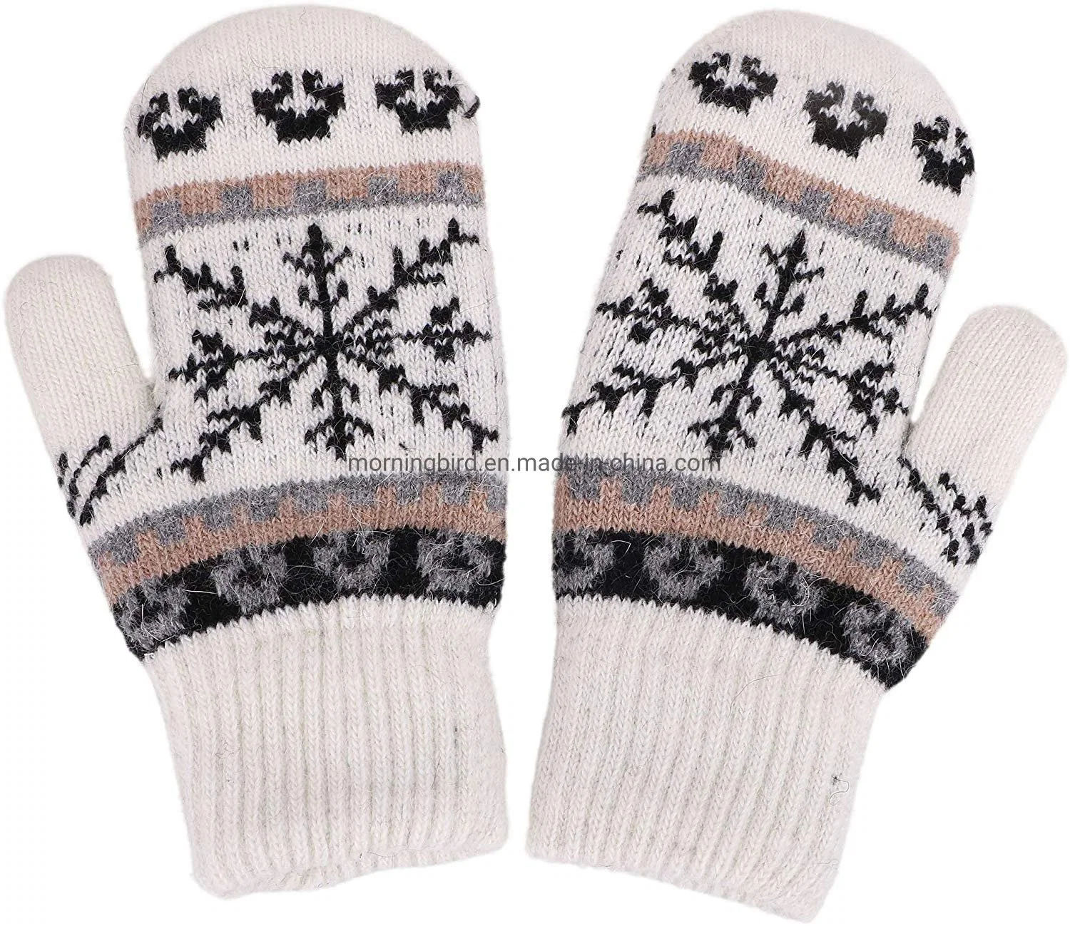 Mens Womens Winter Crochet Gloves Jacquard Patterns Warm Comfortable Knitted Mittens Without Fingers