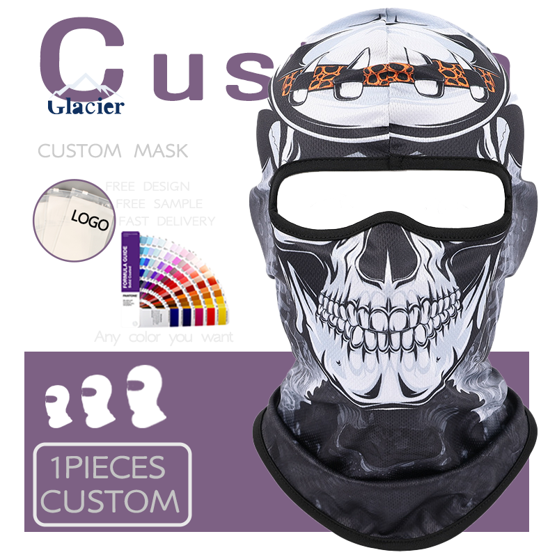 Glacier Manufacturer Cheap Skimask Custom Logo Printed Full Face Masks Skull One Hole Ski Mask Balaclava
