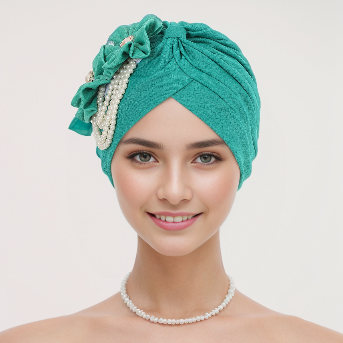 New Arrival African Gele Headwrap - Pearl Embellished Turban Hat for Women's Party &amp; Wedding Wear