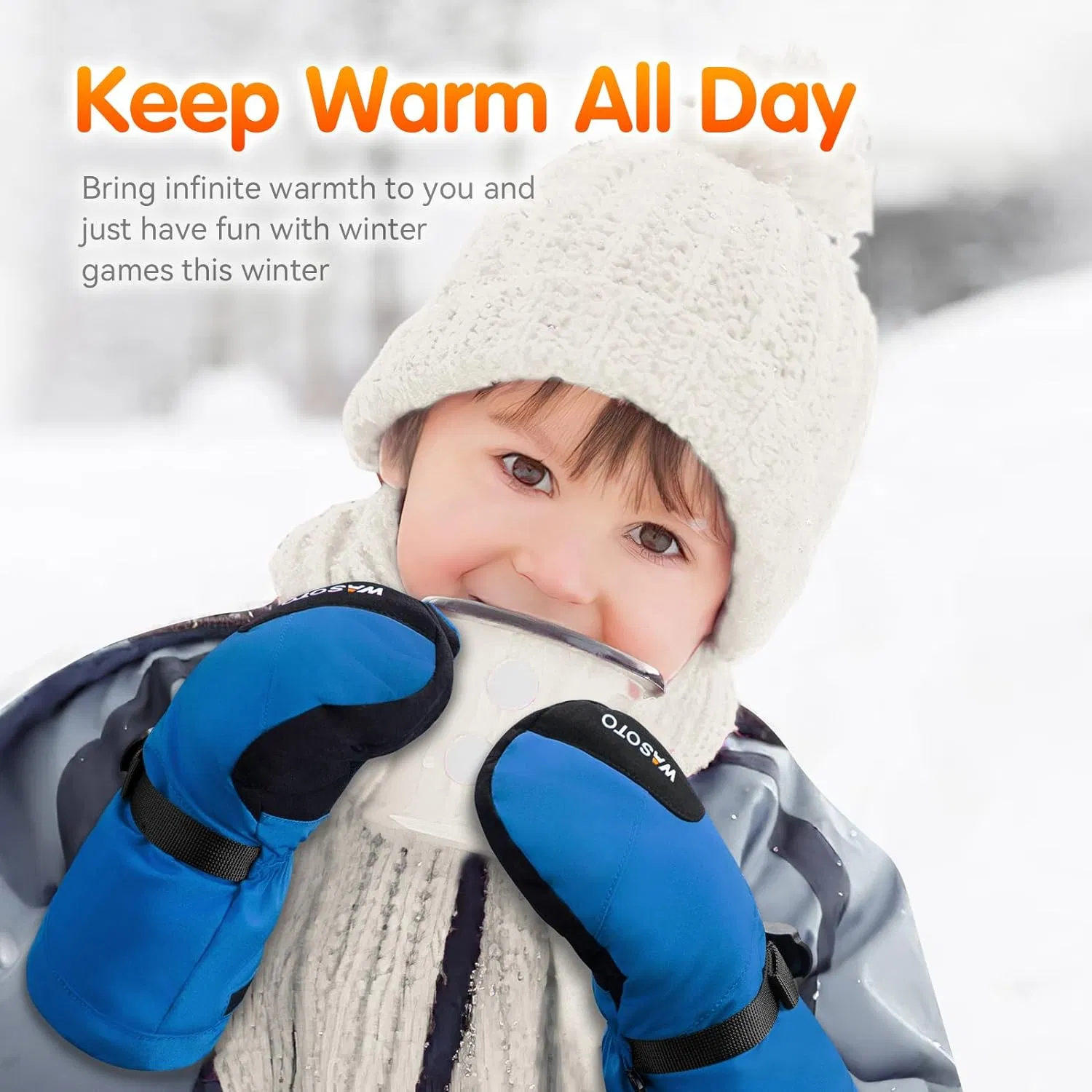 Windproof Velvet Mittens with 3000mAh Battery for Winter