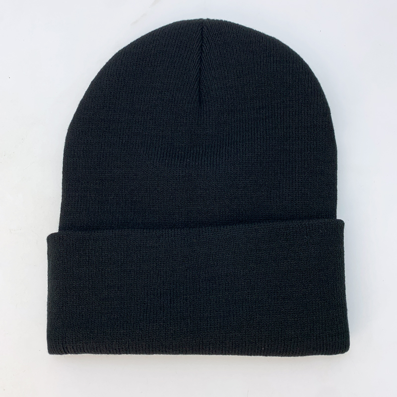 Unisex Streetwear Custom Woven Logo Knitted Hats Wholesale Warm Acrylic Cuffed Thermal Skull Caps Winter Sports Beanies