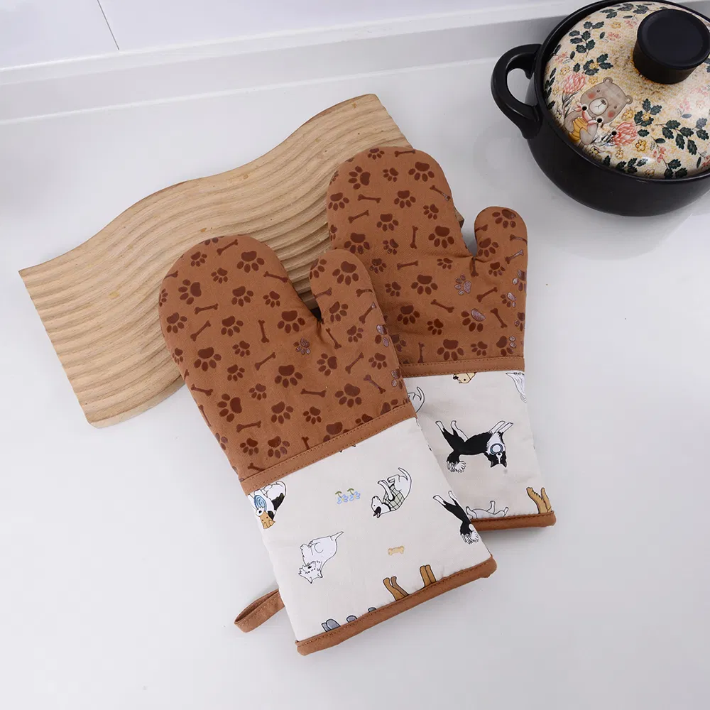 Wholesale Custom Cotton Printing and Silicone Heat Oven Mitt
