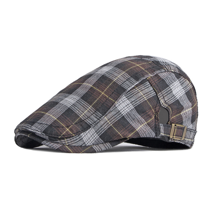 Early Summer Ins Hot Sale British Retro Plaid Newsboy Beret Cap for Unisex Outdoor Sports