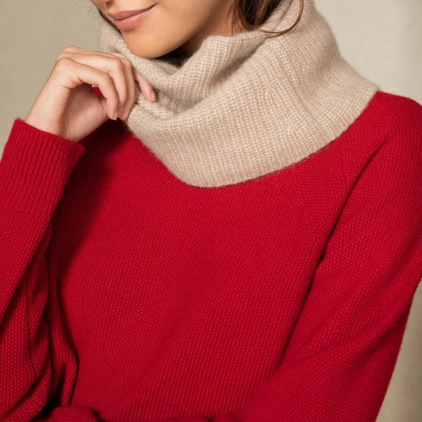 Most Popular 100% Cashmere Knitted Ladies Fashion Neck Warmer/Snood