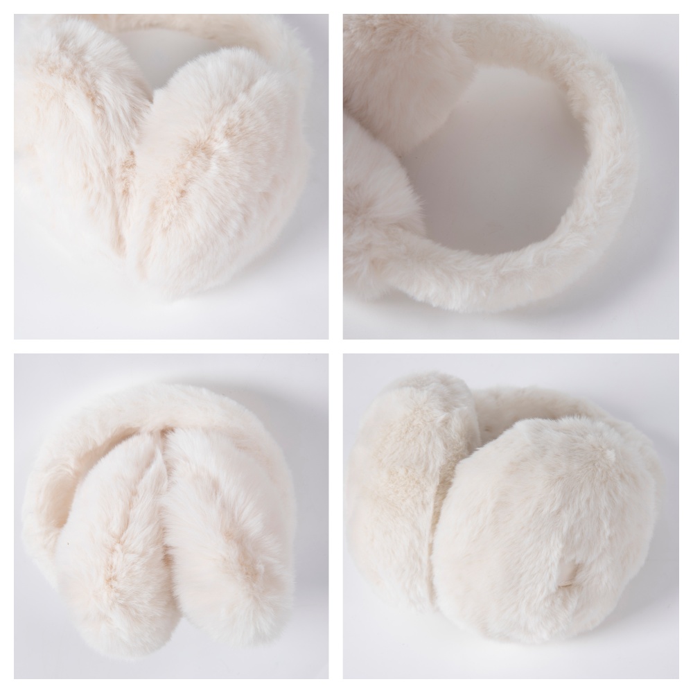 Women's Fashionable Faux Fur Ear Muffs Winter Outdoor Portable Plush Soft Warm Fleece Material