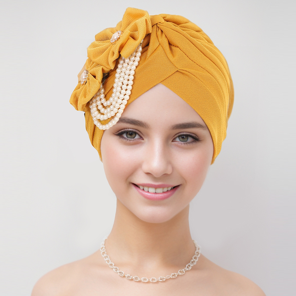 New Arrival African Gele Headwrap - Pearl Embellished Turban Hat for Women's Party &amp; Wedding Wear