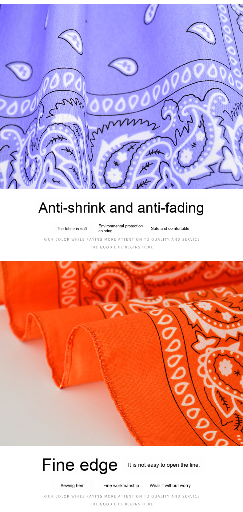 Wholesale Cross-Border Supply Square Scarf Bandana Polyester Paisley Cashew Flower for Outdoor Cycling Hip-Hop Bandana Headscarf