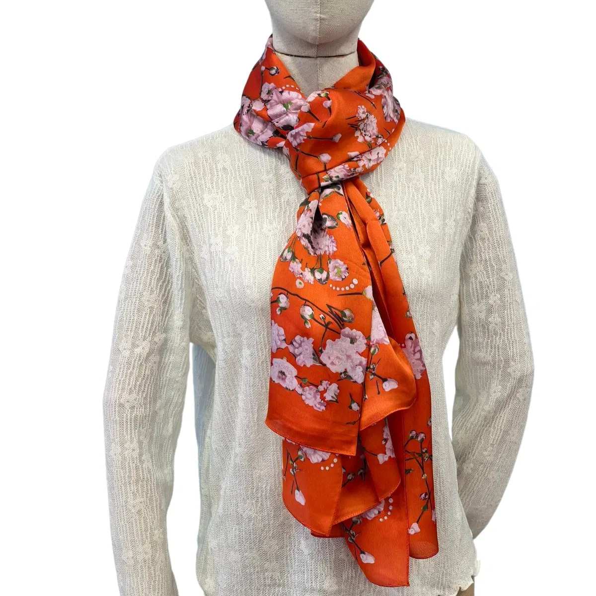 Mulberry Silk Printed Hijab Scarf Muslim Headband Lady Shawl Fashion Tudung Snood